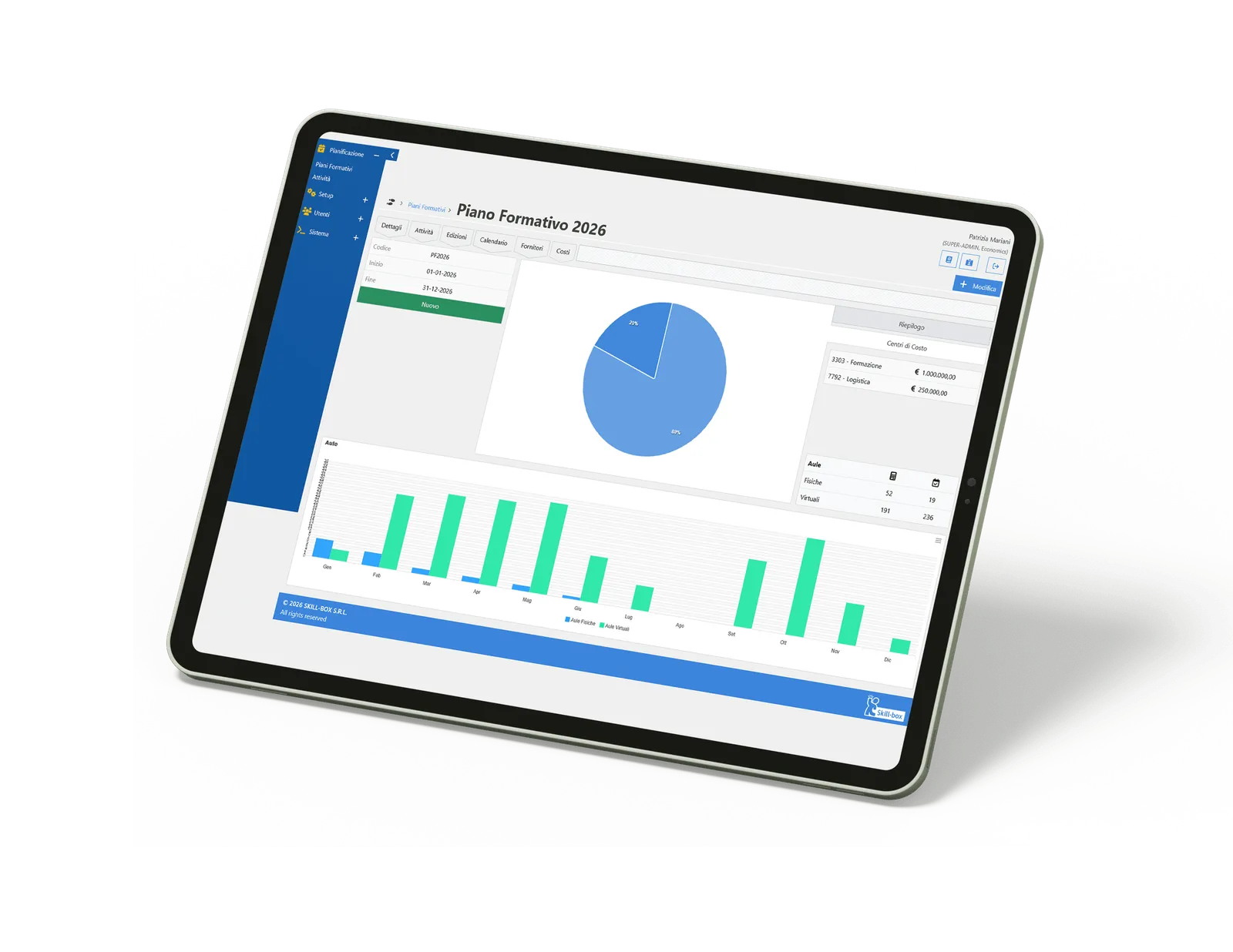 Planner aperto su un tablet